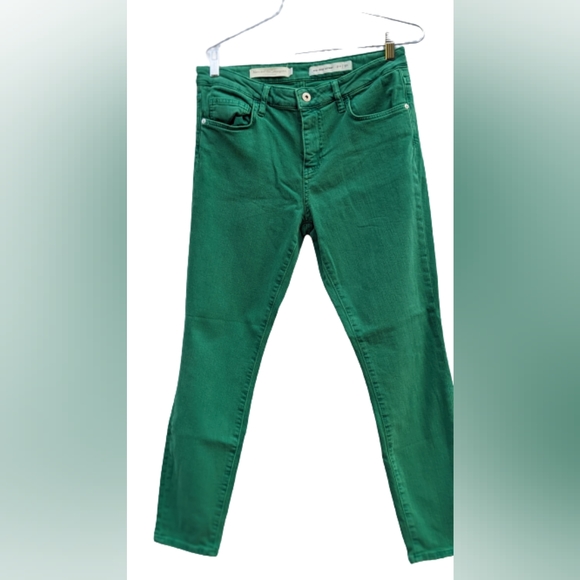 ANTHRO Pilcro & Letterpress Women's Kelly Green Mid-rise Skinny Jeans Size 30 - Picture 2 of 7